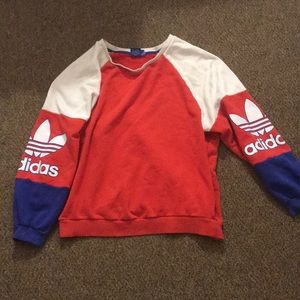 Red white and blue adidas sweatshirt